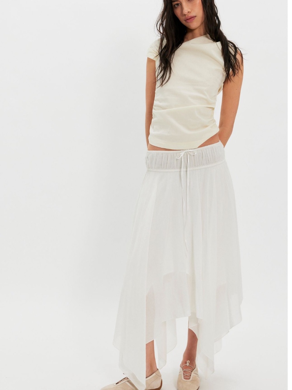 Free People FP One Kaia Handkerchief Hem Fairy Midi Skirt